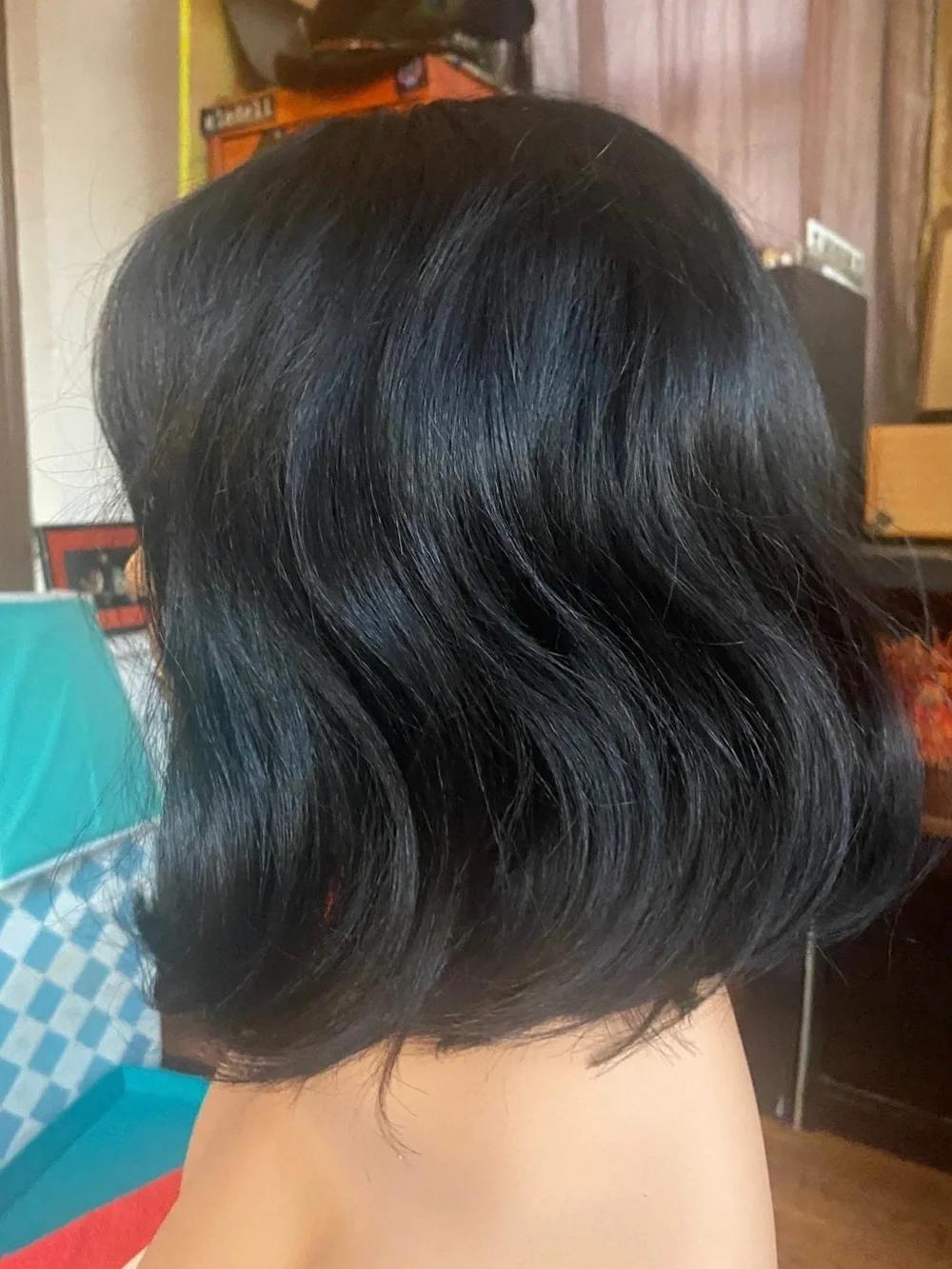 Realistic black bob with lace part